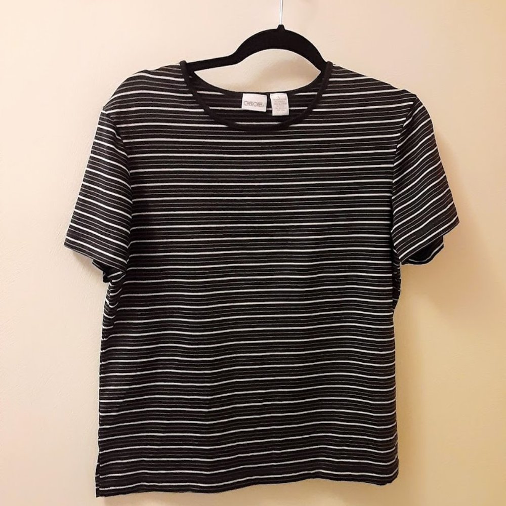 BLACK &WHITE STRIPES TOP - CHEROKEE - LARGE